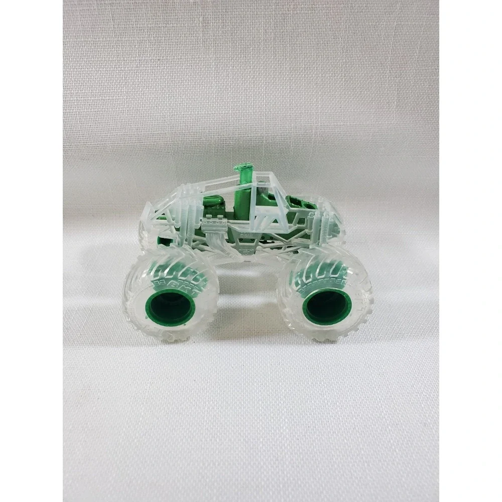 2 Hot Wheels Monster Truck Chassis Gold + Clear Green Skeleton Frame Loose-PARTS
